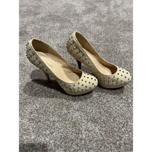 Goldfish Women's Stiletto High Heels Shoes pump Spikes beige size 10